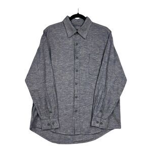 Kakadu Traders Australia Blue Heather Linen Blend Long Sleeve Shirt Sz S